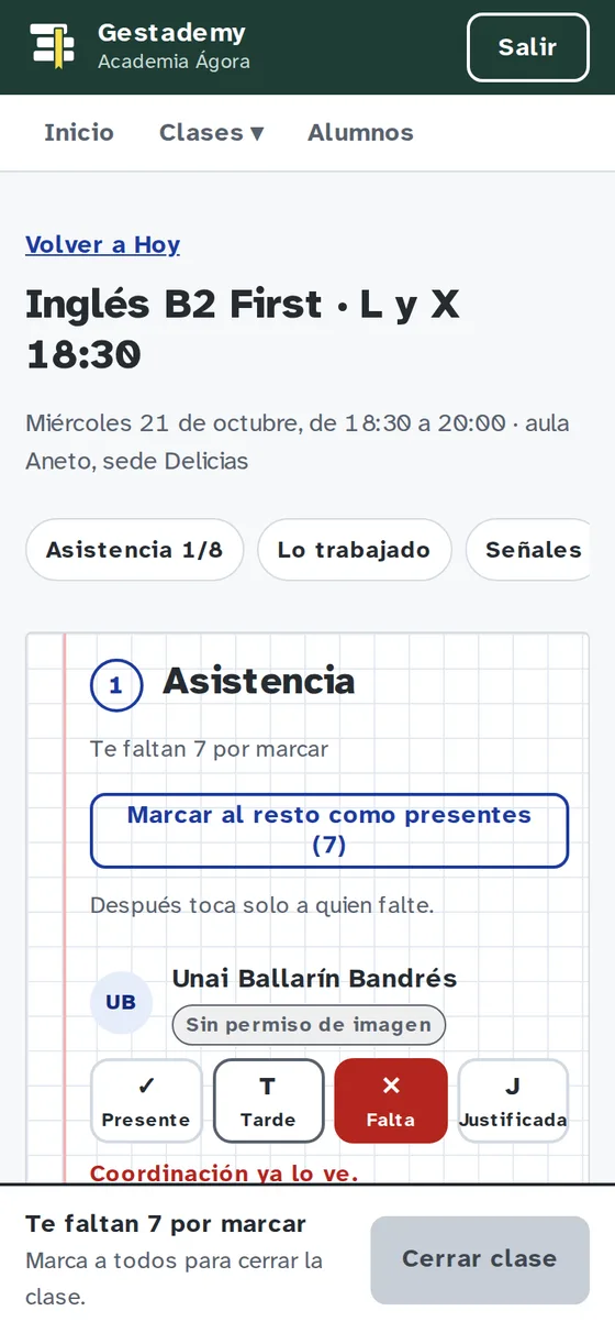 Pasar lista en el móvil